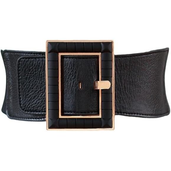 Women Wide Belt Stretch Elastic Band Wrap Cinch Retro High Waist Metal - Picture 6 of 6